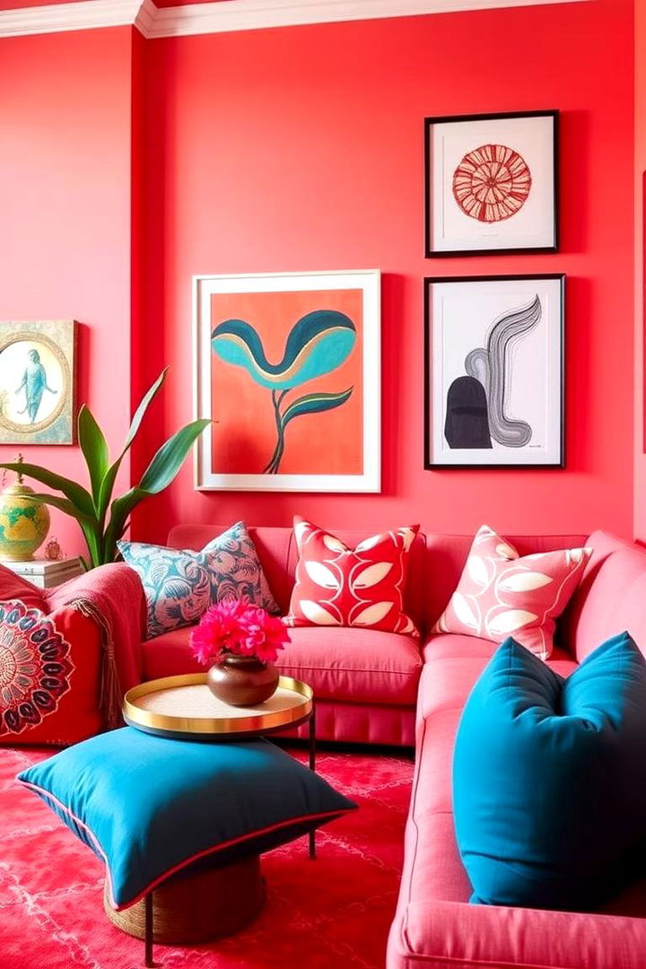 Vibrant Coral and Pink Blend - 22 Pink Living Room Ideas