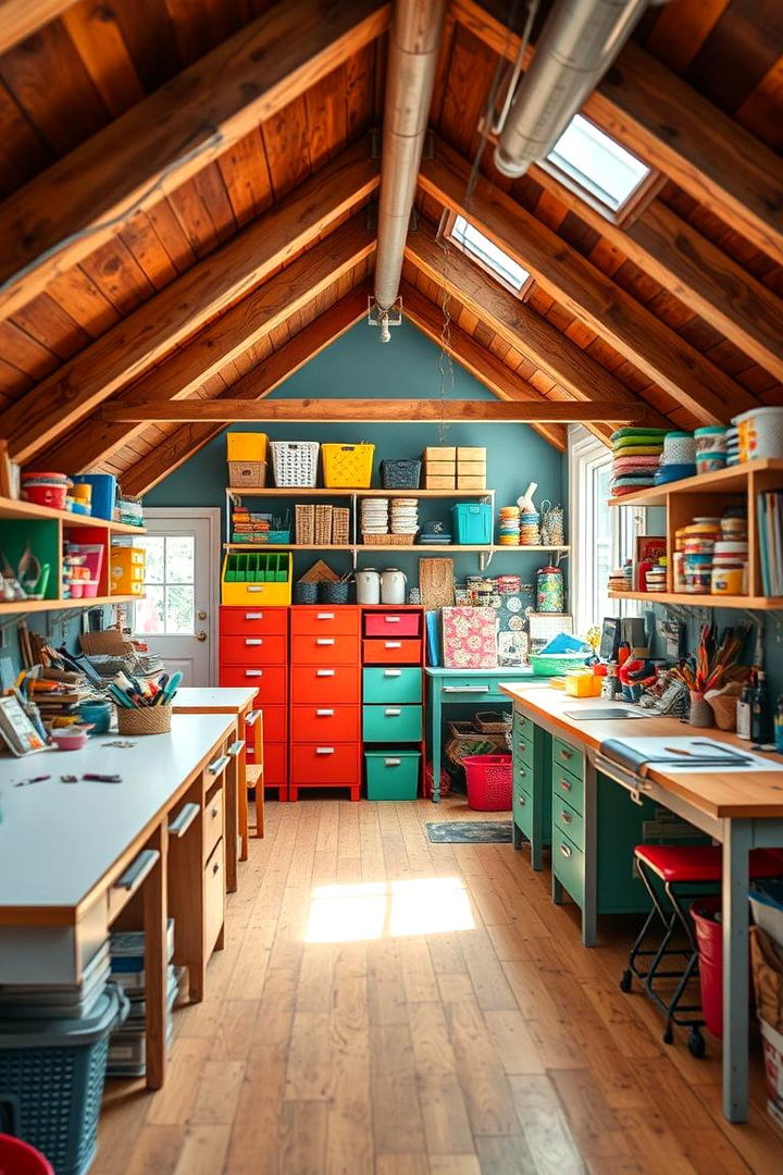 Vibrant Crafting Workshop Attic - 22 attic room ideas