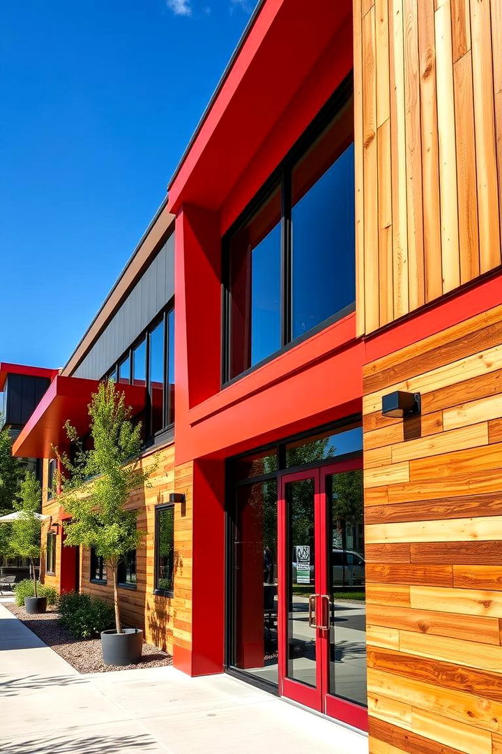 Vibrant Crimson Accent - 22 Paint Colors for a Modern Black House With Cedar Accents