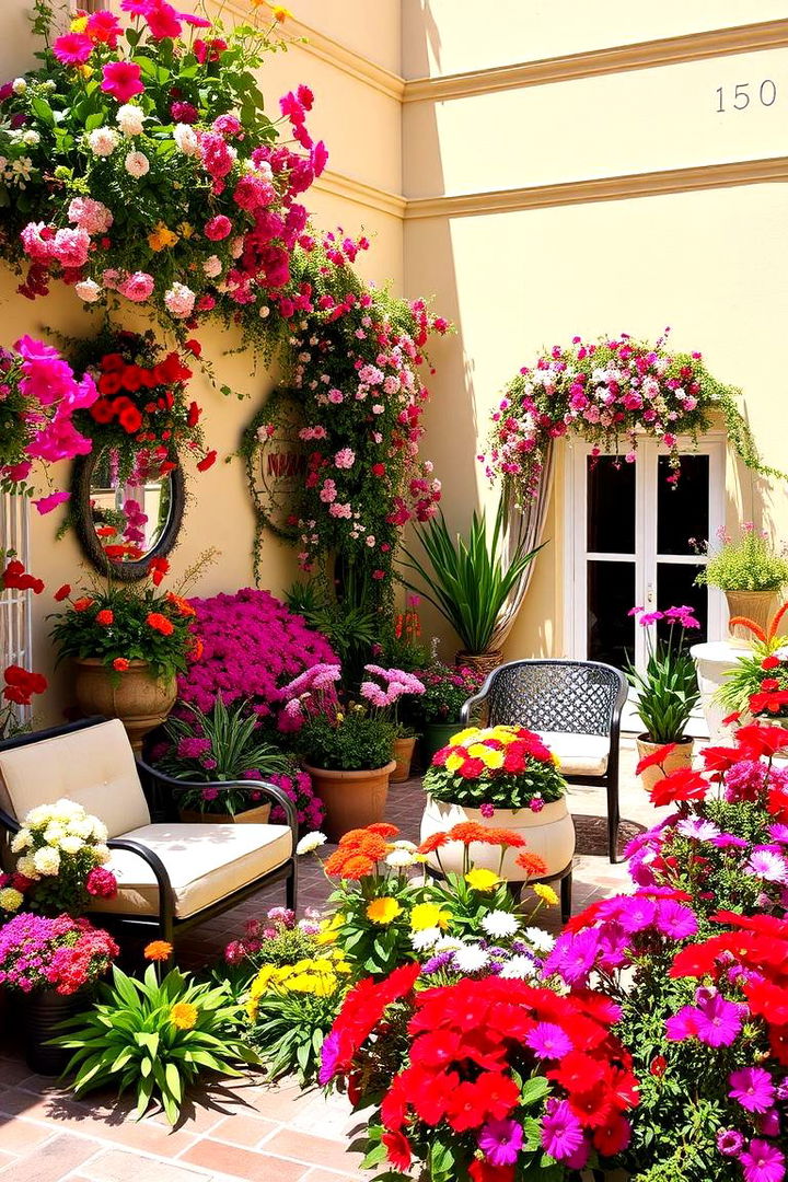 Vibrant Floral Courtyard - 22 Courtyard Ideas