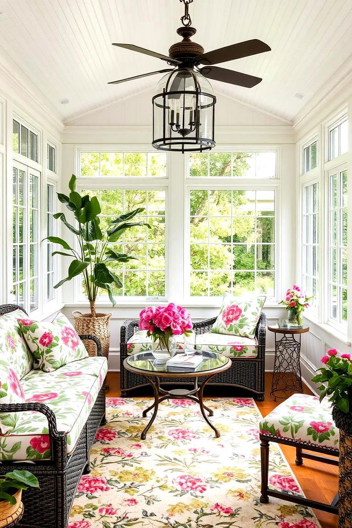 Vibrant Floral Patterns - 22 Small Sunroom Ideas