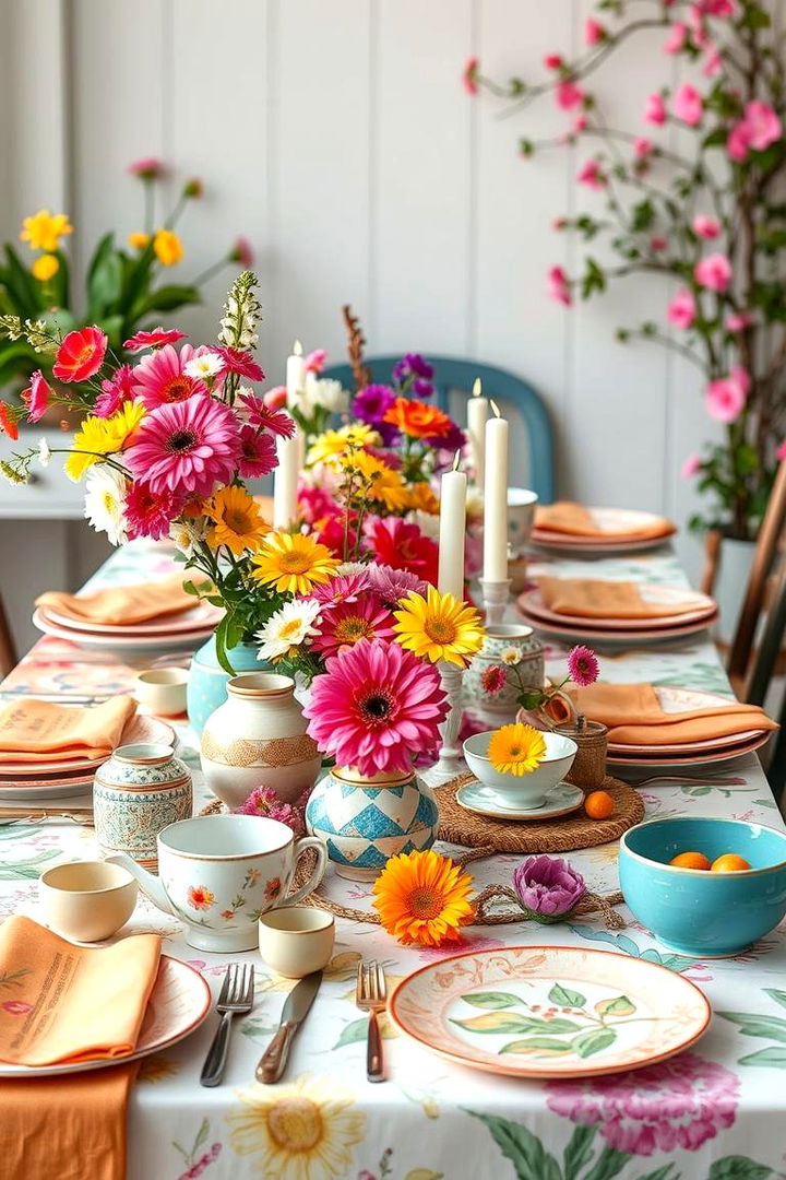 Vibrant Floral Tablescape - 22 Tablescape Ideas