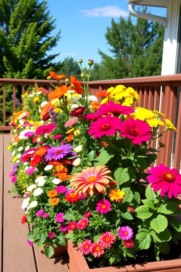 Vibrant Flower Bed Displays - 22 Deck Decorating Ideas With Plant
