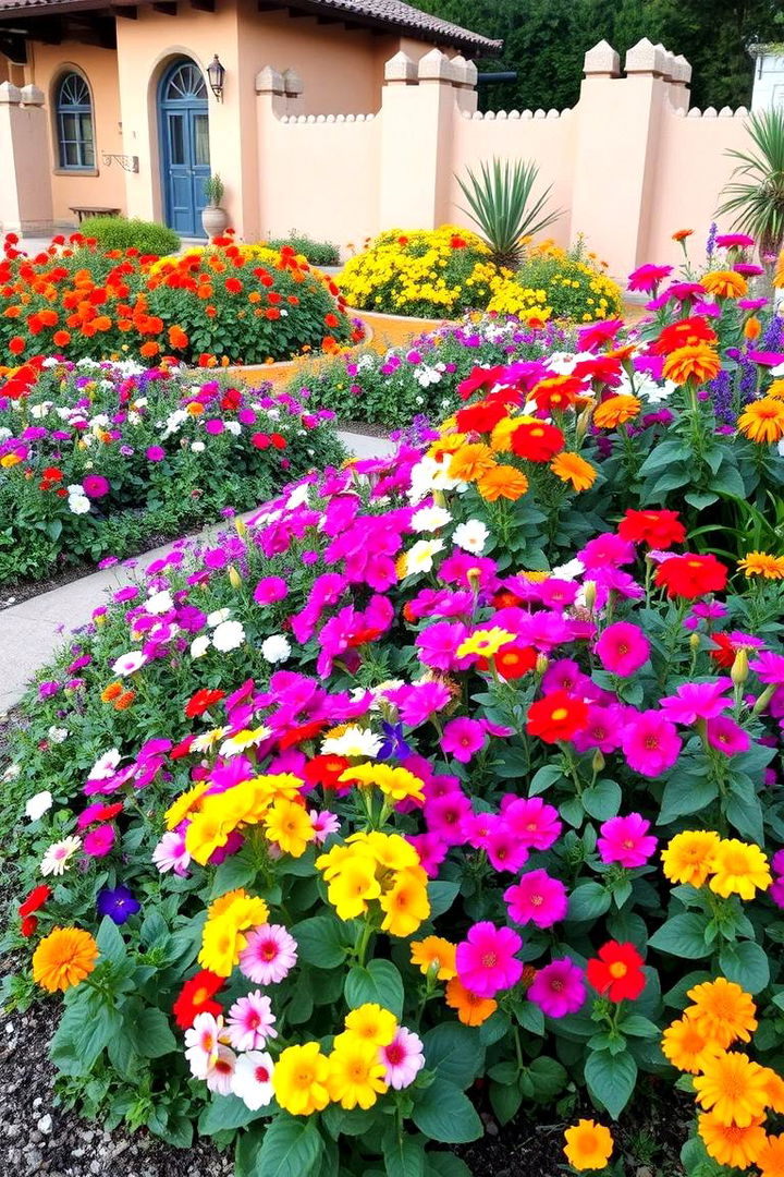 Vibrant Flower Gardens - 22 front yard spanish style landscaping ideas