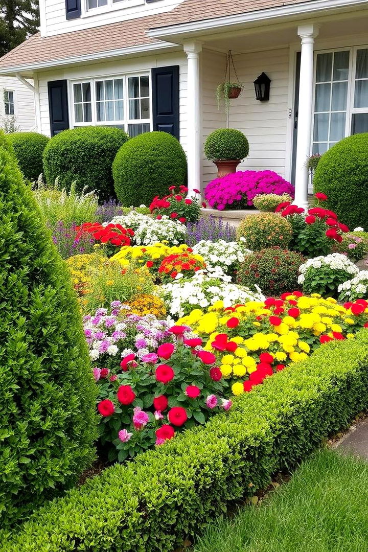Vibrant Flowering Combinations - 22 Front Yard Boxwood Designs