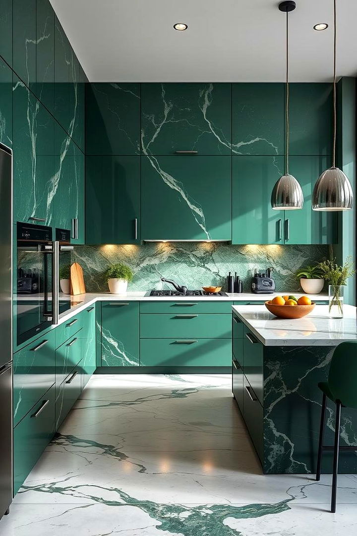 Vibrant Fusion of Green and Marble - 22 Green Marble Countertop Design Ideas