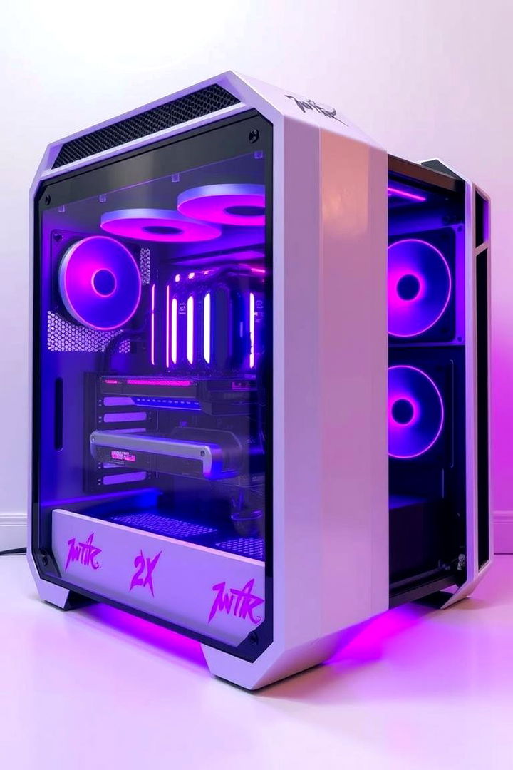 Vibrant Gaming Rig with Customizable Purple Effects - 22 Purple Gaming Setup Ideas