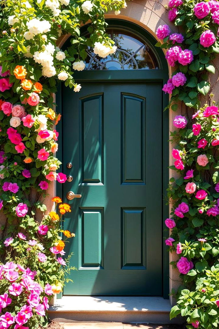 Vibrant Garden Fusion - 22 Dark Green Front Door Ideas