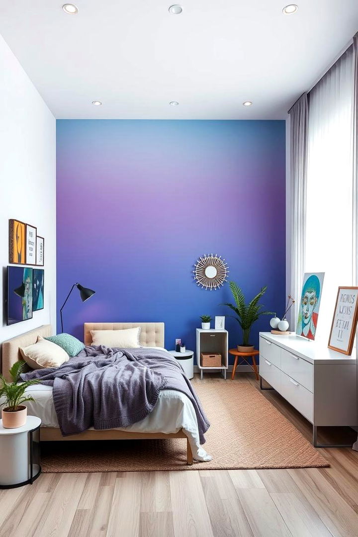 Vibrant Gradient Fusion - 22 Blue and Purple Bedroom Ideas