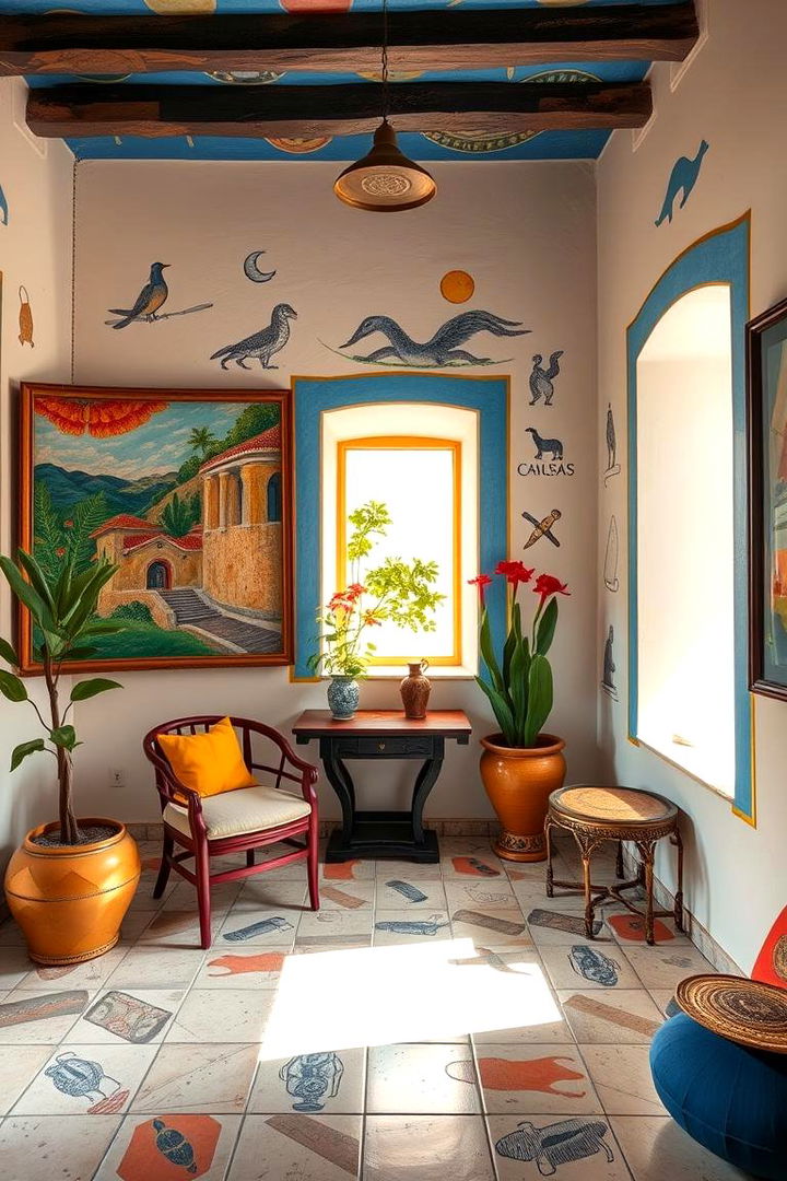 Vibrant Greek Artwork and Fresco Accents - 22 Greek Bedroom Design Ideas