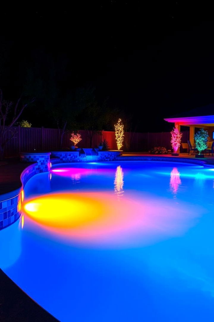 Vibrant LED Night Lighting - 22 Semi Inground Pool Ideas