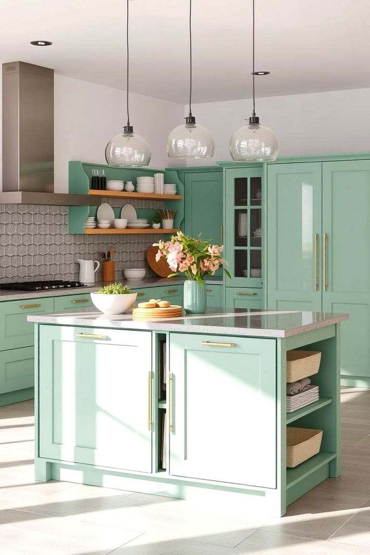 Vibrant Mint Green Kitchen Island - 22 Mint Green Kitchen Ideas