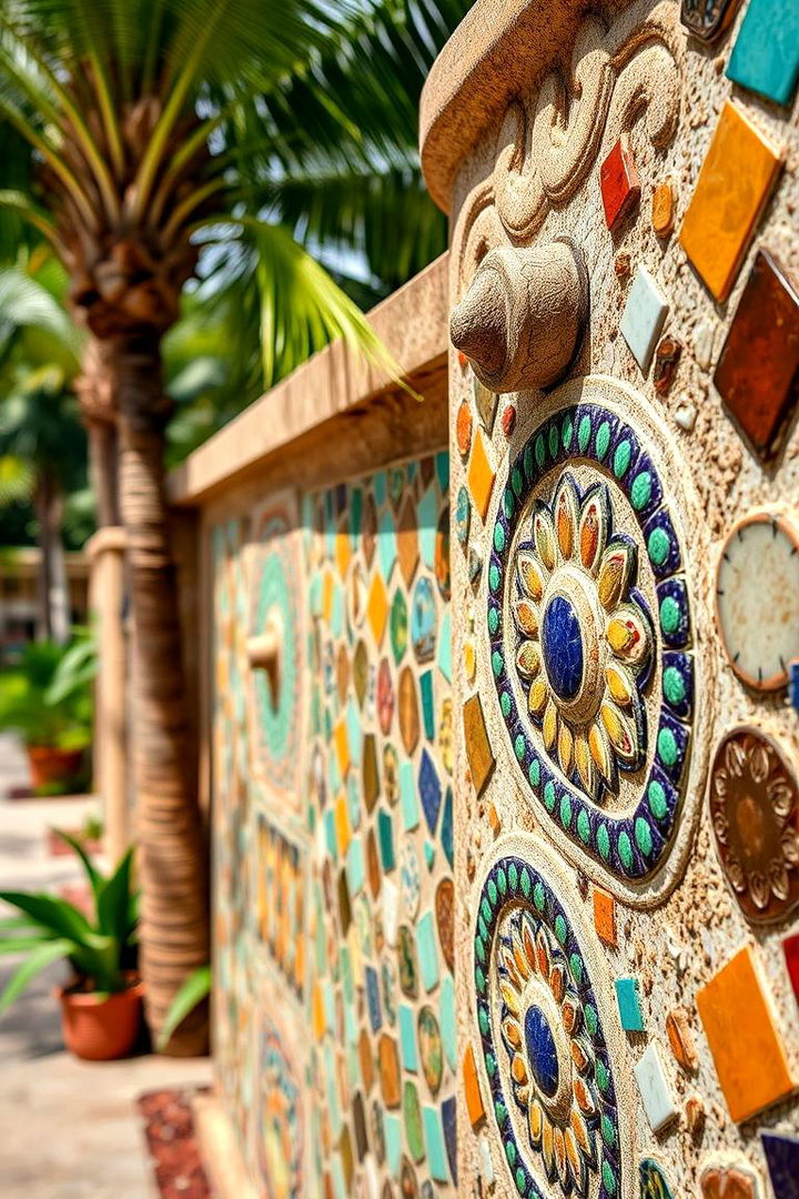 Vibrant Mosaic Art Features - 22 Tropical Backyard Ideas