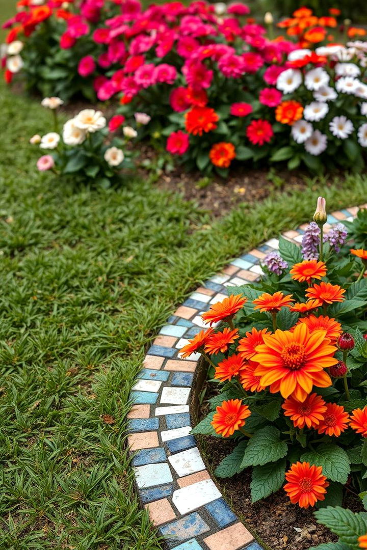 Vibrant Mosaic Border Techniques - 22 Mosaic Garden Ideas