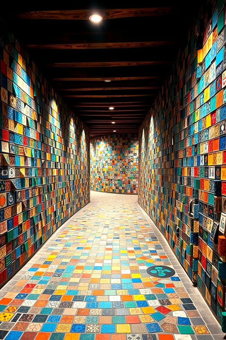 Vibrant Mosaic Curved Walkway - 22 Curved Walkway Ideas