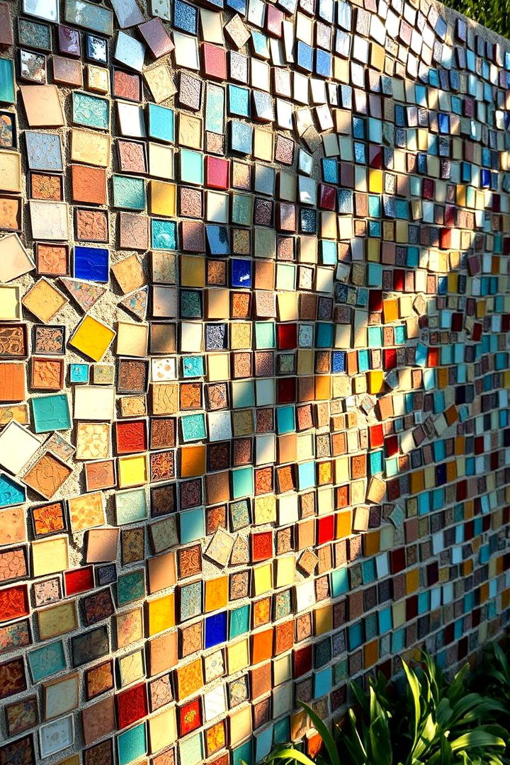 Vibrant Mosaic Garden Wall - 22 Garden Wall Ideas