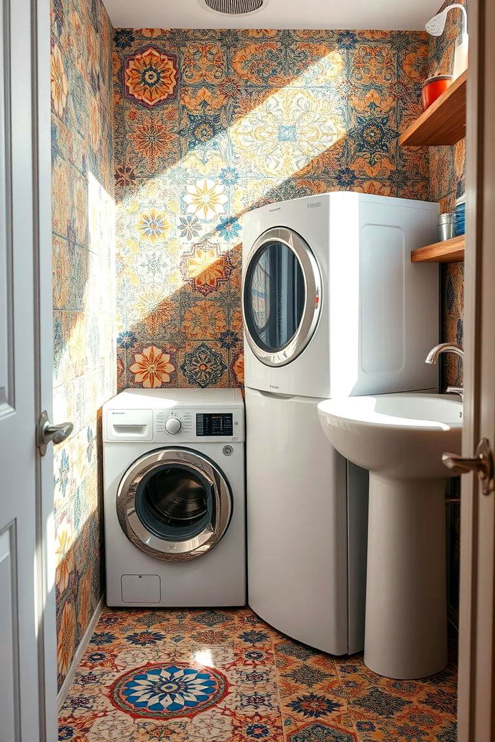 Vibrant Mosaic Tiles - 22 Laundry Room Floor Ideas