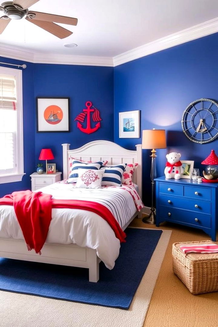Vibrant Nautical Accents - 22 Beach Themed Bedroom Ideas