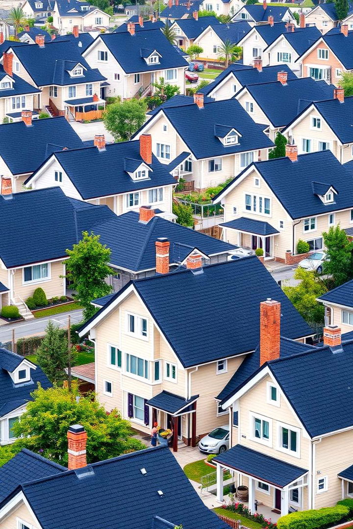 Vibrant Neighborhood Identity - 22 houses with black roofs