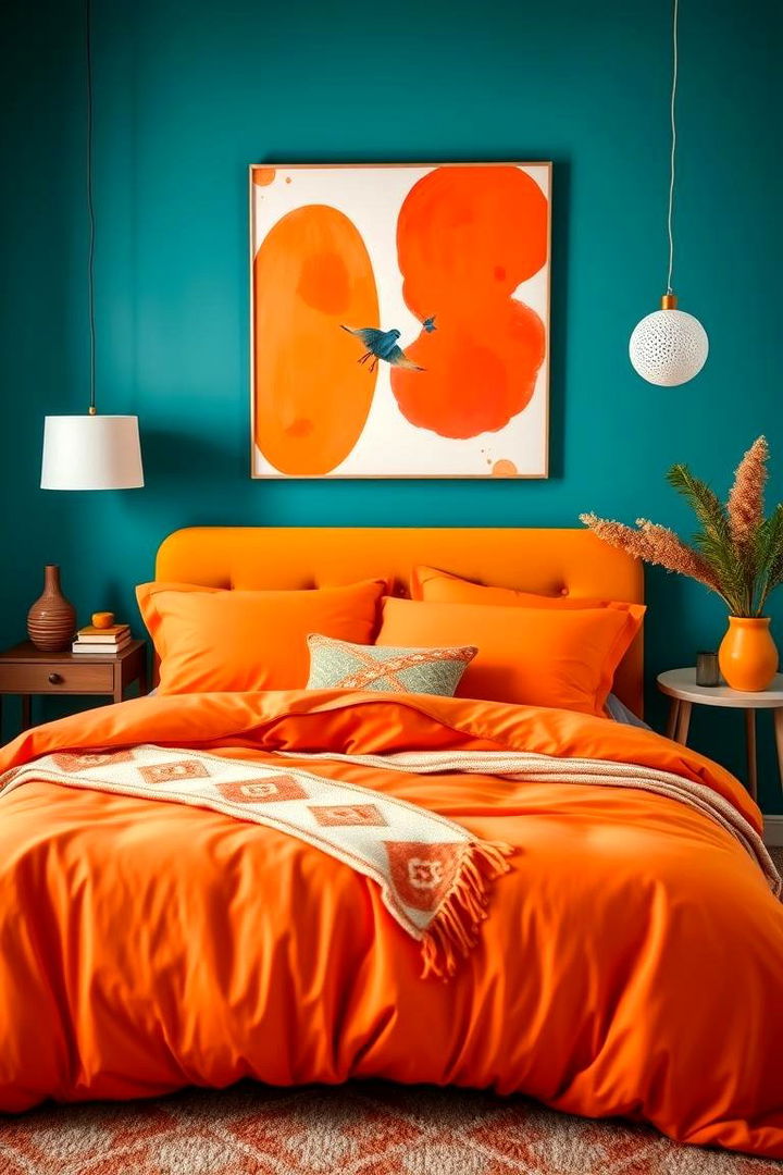 Vibrant Orange Bedding Combinations - Vibrant Teal & Orange Bedroom Designs for Bold Interiors