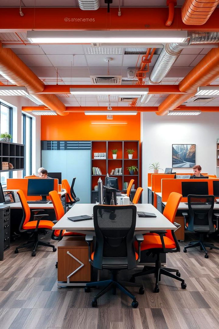 Vibrant Orange Office Space - 22 Orange Room Ideas