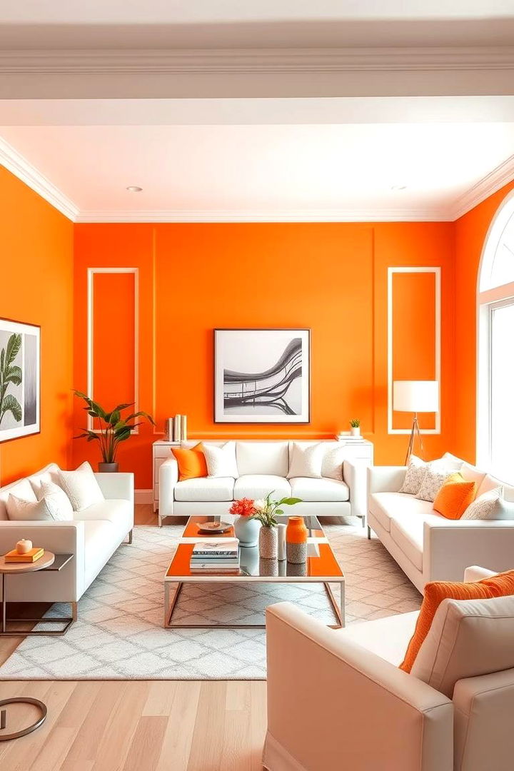 Vibrant Orange and White - 22 Two Colour Combination for Living Room