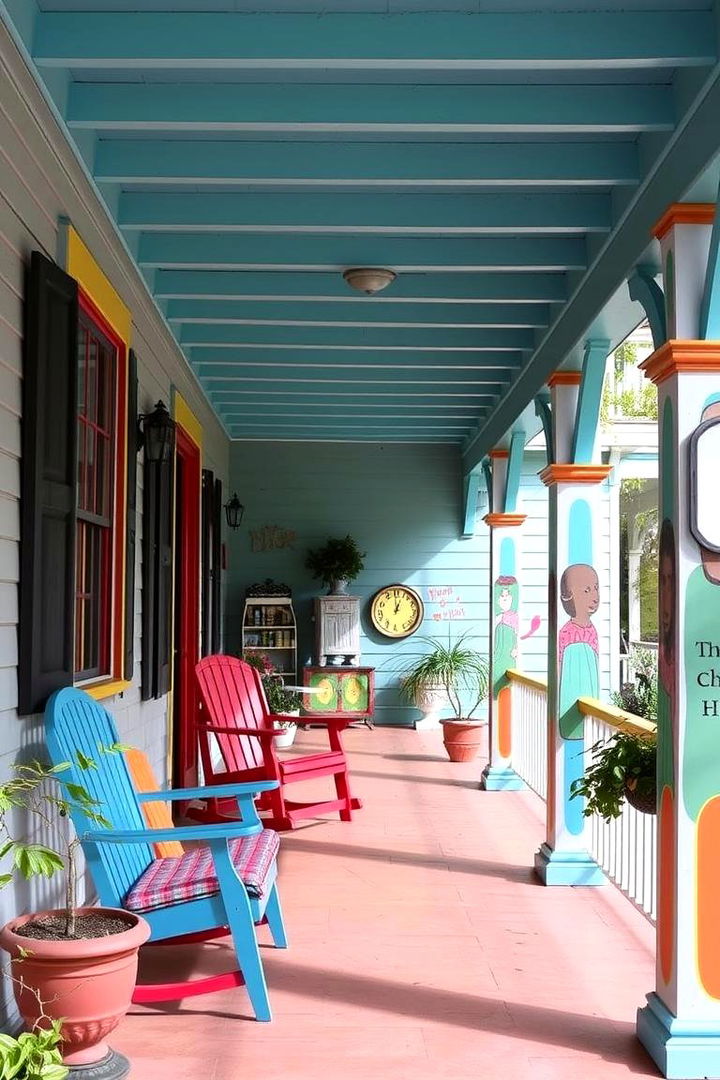 Vibrant Painted Accents - 22 Mobile Home Porch Ideas