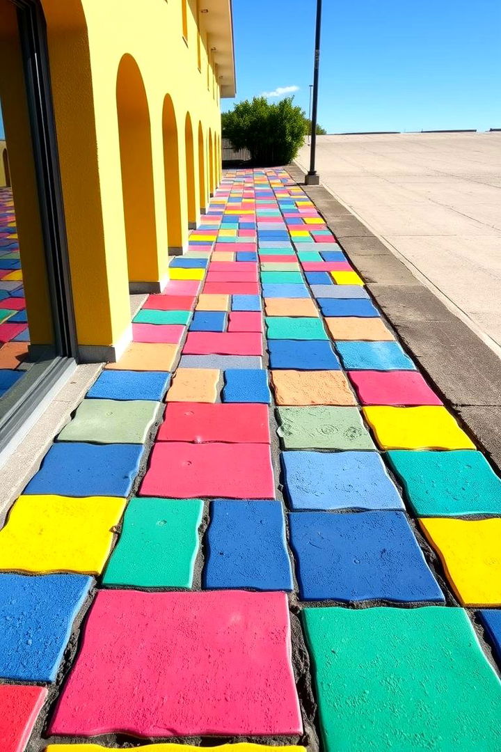 Vibrant Painted Pavers - 22 Cheap Backyard Makeover Ideas