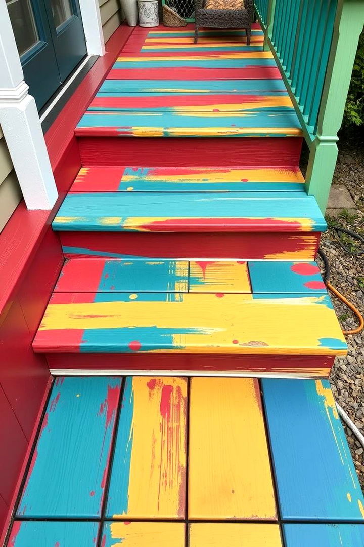 Vibrant Painted Steps - 22 Deck Steps Ideas