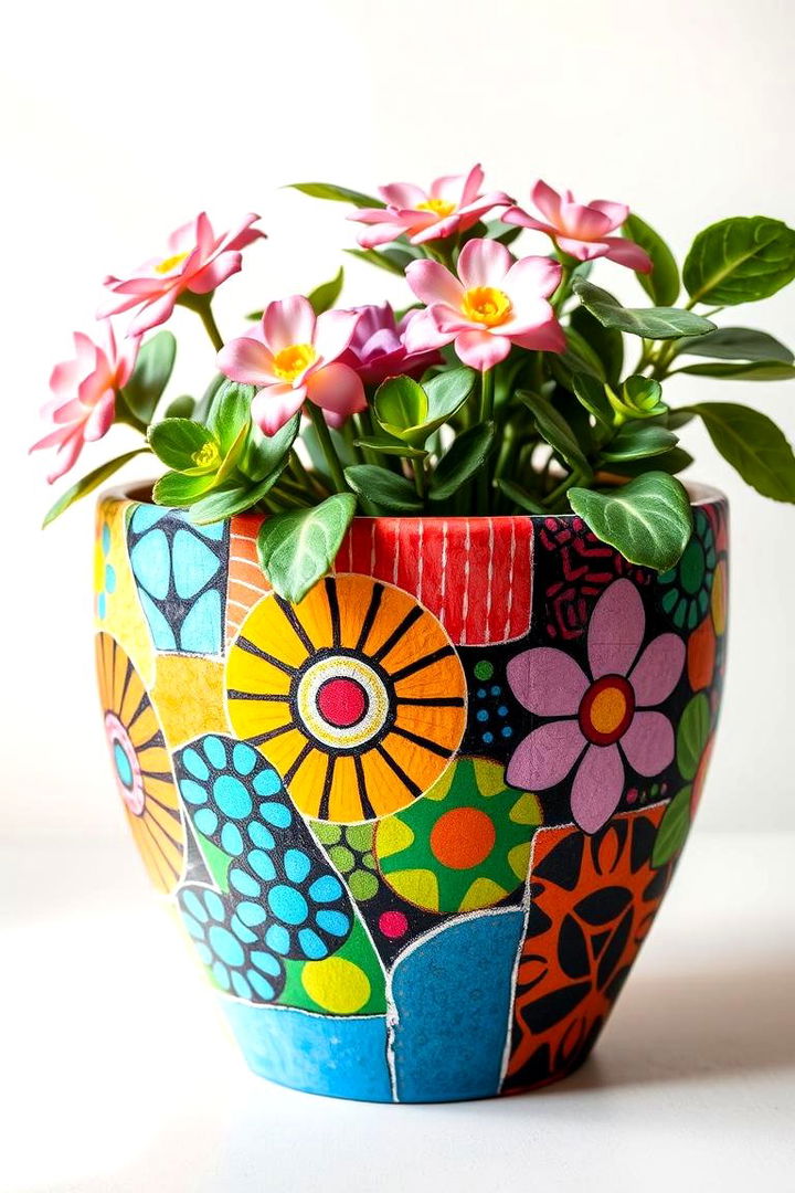 Vibrant Pattern Collages - 22 Painted Pot Ideas