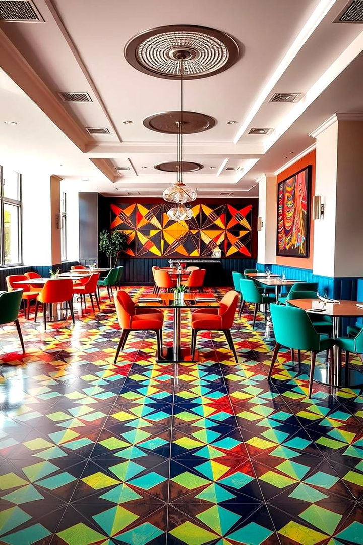 Vibrant Patterned Floors - 22 Modern Dining Room Ideas