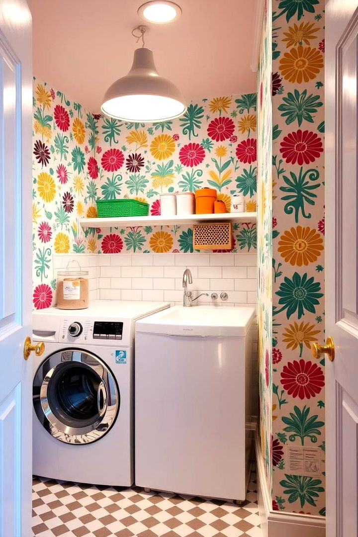 Vibrant Patterns for a Cheerful Mood - 22 Laundry Room Wallpaper Ideas