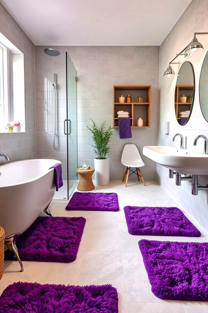 Vibrant Purple Bathroom Mats - 22 Purple Bathroom Ideas