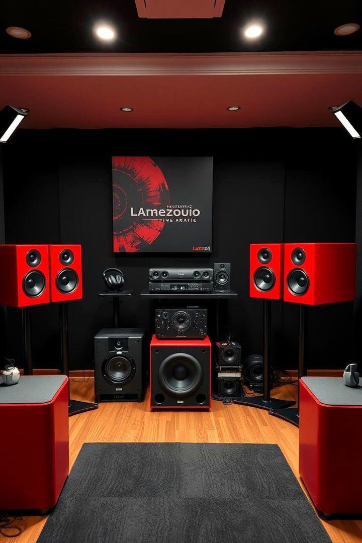 Vibrant Red Audio Accessories Arrangement - 22 Red and Black Gaming Setup Ideas