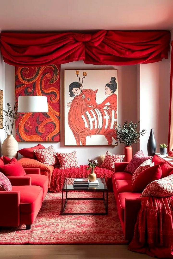 Vibrant Red Layers - 22 Red Bedroom Ideas