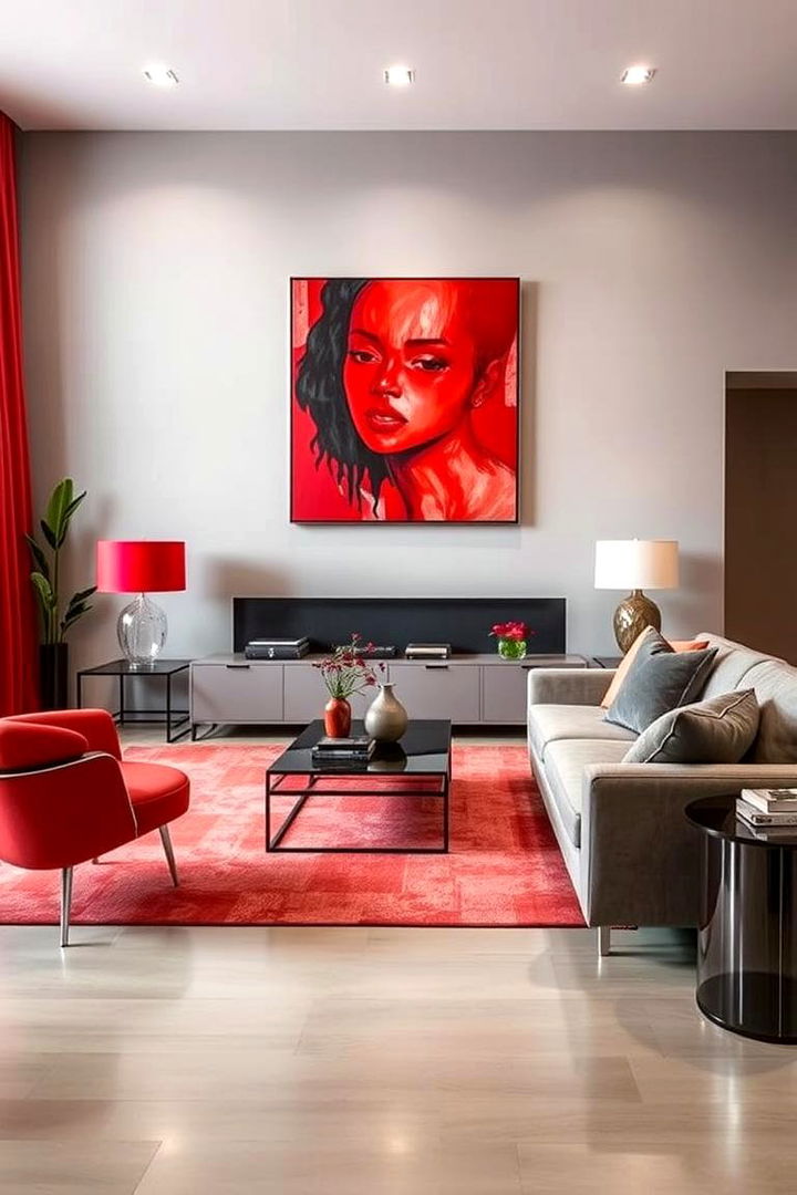 Vibrant Red and Grey - 22 Two Colour Combination for Living Room
