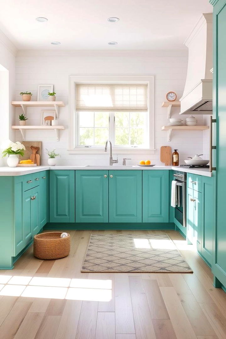 Vibrant Seafoam Statements - 22 Green Kitchen Cabinet Ideas