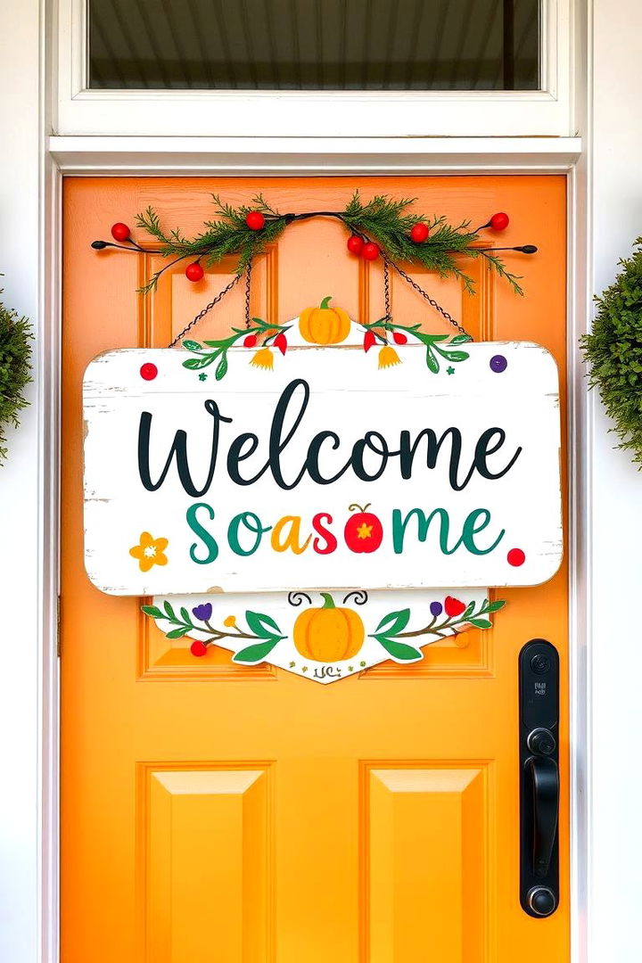 Vibrant Seasonal Welcome Sign - 22 Summer Front Door Decor Ideas