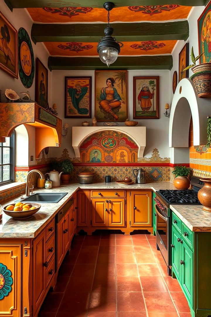 Vibrant Spanish Artwork Integration - 22 Spanish Style Kitchen Ideas