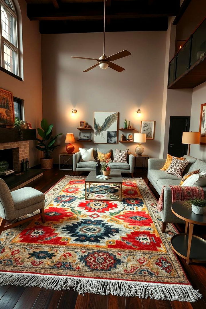 Vibrant Statement Rugs - 22 Dark Brown Floor Living Room Ideas