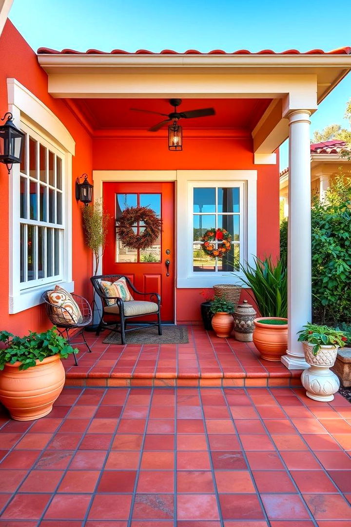 Vibrant Terra Cotta Flooring - 22 spanish style front porch ideas