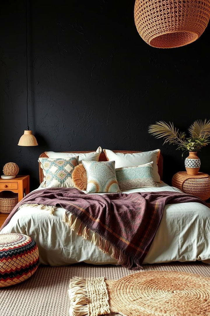 Vibrant Texture Harmony - 22 Black Accent Wall Bedroom Ideas