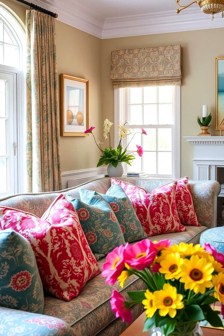 Vibrant Throw Pillows and Textiles - 22 Spring Decor Ideas
