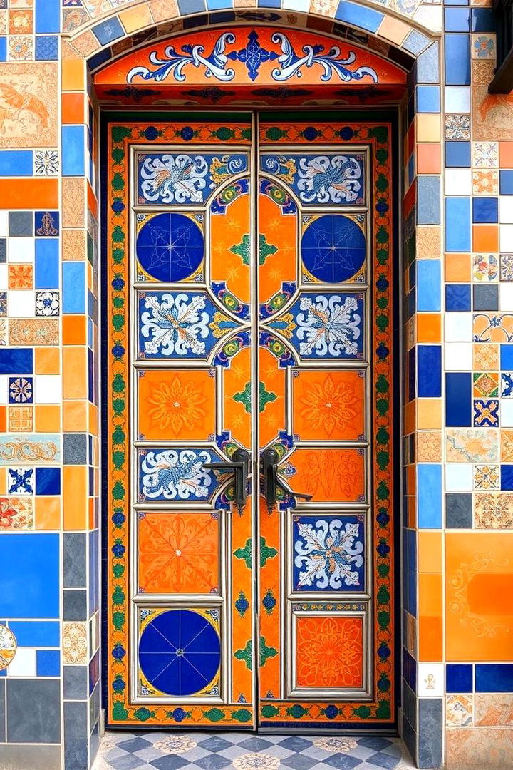 Vibrant Tile Inspired Facade - 22 Mediterranean Front Door Ideas