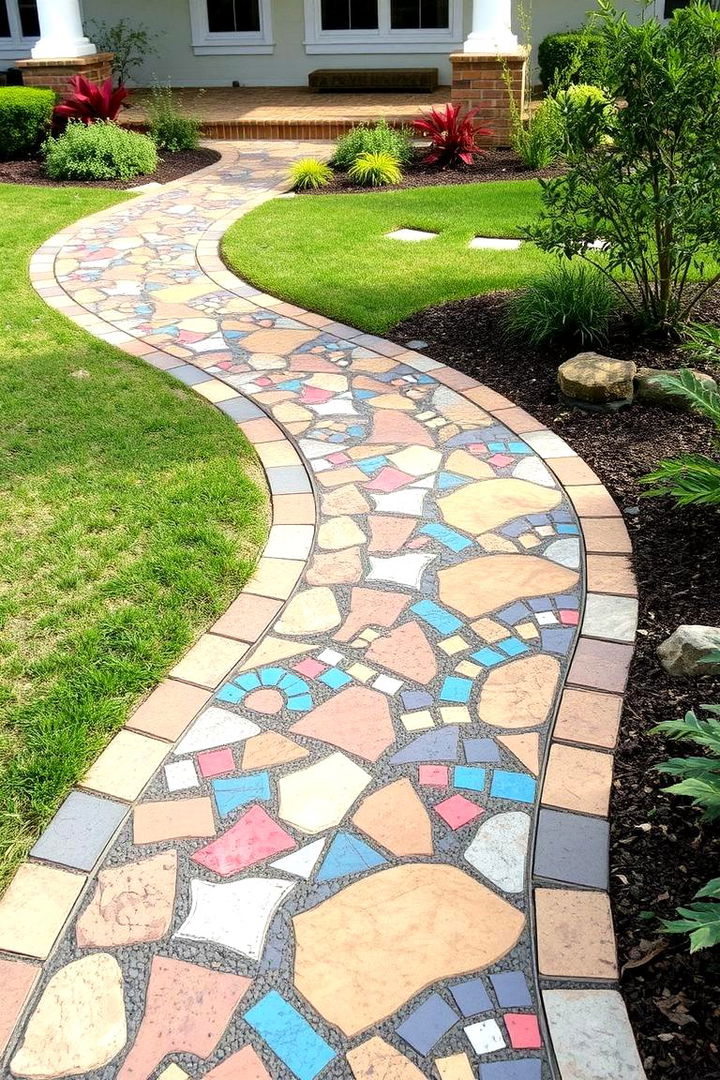 Vibrant Tile Pathways - 22 front yard spanish style landscaping ideas