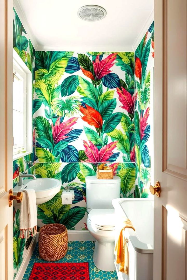 Vibrant Tropical Prints - 22 Bathroom Wallpaper Ideas