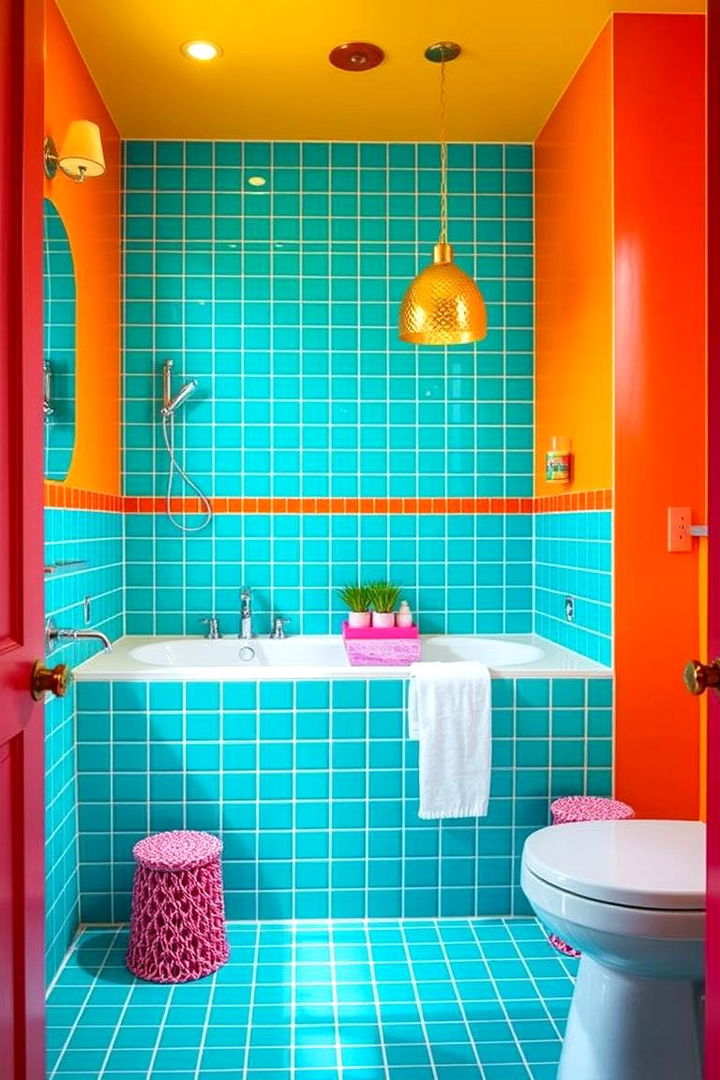 Vibrant Turquoise Highlights - 22 Blue Tile Bathroom Ideas