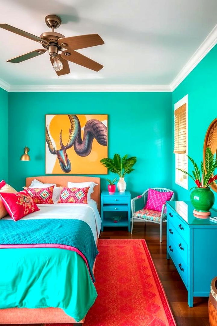 Vibrant Turquoise - 22 Bedroom Paint Colors