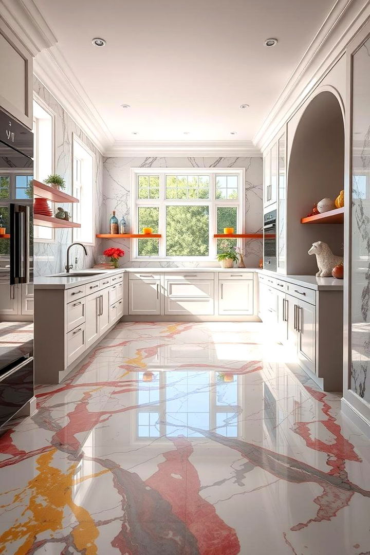 Vibrant Veined Marble Options - 22 Marble Kitchen Floor Ideas