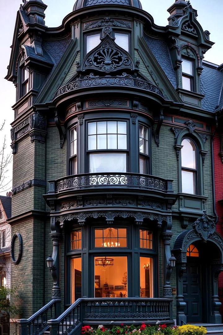 Victorian Inspired Green Brick Design - 22 Green Brick Exterior Home Ideas
